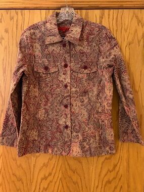 Paisley Button-Front Jean Jacket - Red Multi